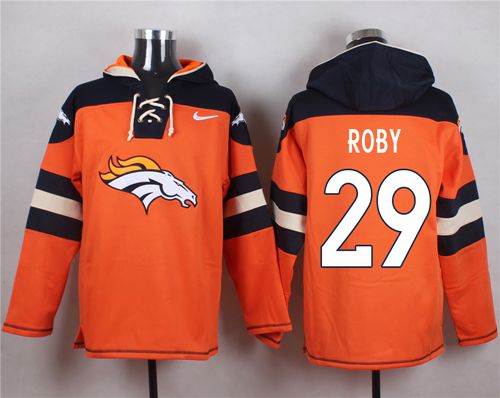 Nike Broncos #29 Bradley Roby Orange Player Pullover NFL Hoodie